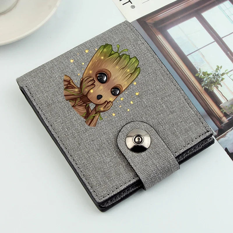 Cartoon Groot Wallet Men Short Dollar Clip Men Wallets Short Wallets Card Holder Simple Male Purse Coin Pocket Men Money Clips