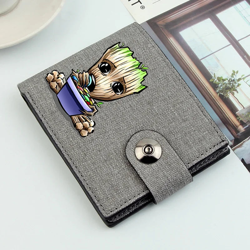 Cartoon Groot Wallet Men Short Dollar Clip Men Wallets Short Wallets Card Holder Simple Male Purse Coin Pocket Men Money Clips