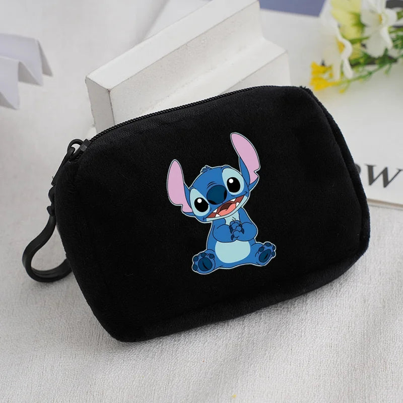 Cartoon Stitch Plush Coin Purse kawaii Stich Canvas Square Storage Bag ID KeyCase Women wallet Handbag Kids Girls Birthday Gifts