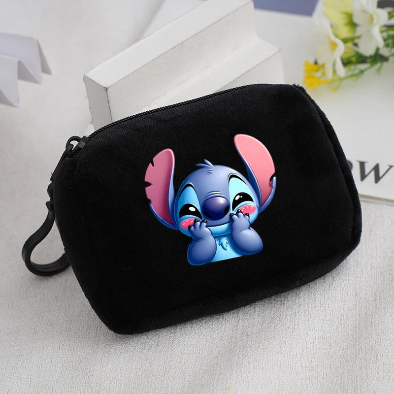 Cartoon Stitch Plush Coin Purse kawaii Stich Canvas Square Storage Bag ID KeyCase Women wallet Handbag Kids Girls Birthday Gifts