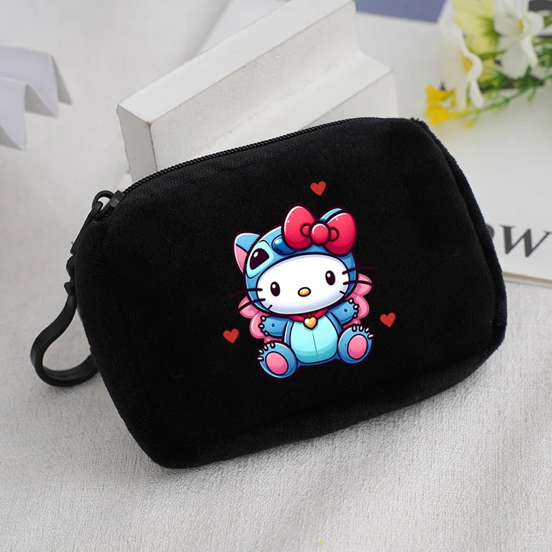 Cartoon Stitch Plush Coin Purse kawaii Stich Canvas Square Storage Bag ID KeyCase Women wallet Handbag Kids Girls Birthday Gifts