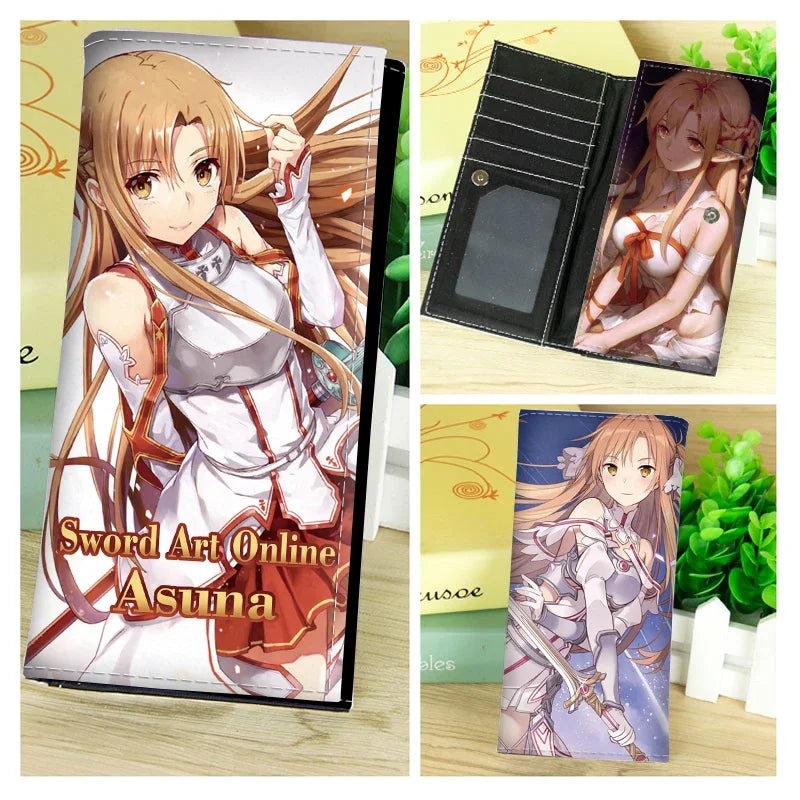 Cartoon Sword Art Online SAO Kirito Men's Wallets Yuuki Asuna Women Card Holders Purse