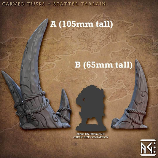 Carved Tusks (Scatter Terrain) - A - Taller Tusk (105mm Tall)