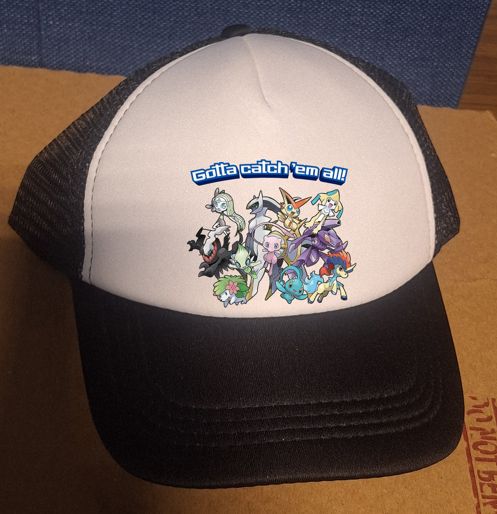 Adjustable Black Trucker Baseball Cap - Gotta Catch 'Em All Pokémon Edition