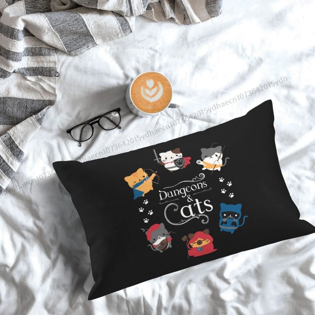 Cats Fight Pillow Case DND Game Cushion Covers Home Sofa Chair Decorative Backpack Covers