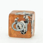Desert Bull Head 7-Dice Set w/Silver Numbers White Skull on Gold Glitter - 