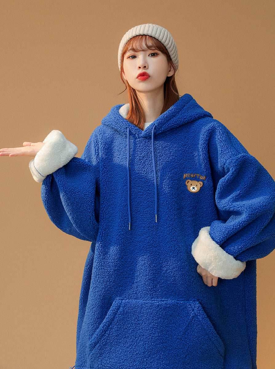 Women's Furry Teddy Bear Hoodie - White / S