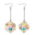Dice Earrings: D6 Dice w/Colorful Inclusion Nerdy RPG Jewelry - 