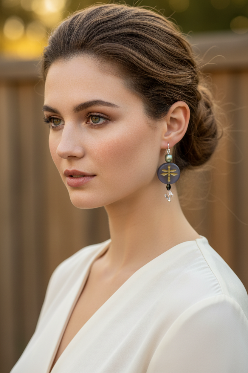 Pearl Dragonfly Earrings