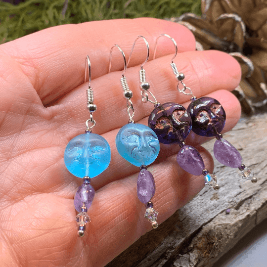 Midnight Moon Earrings - Blue