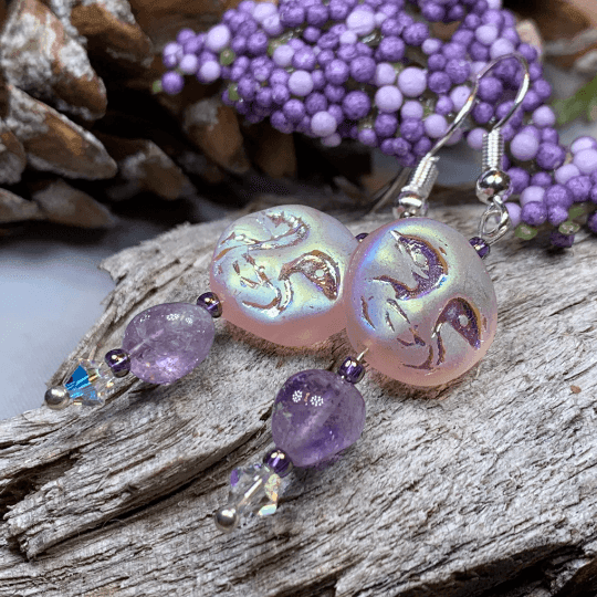 Midnight Moon Earrings - Pink