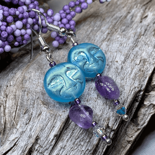 Midnight Moon Earrings - Blue