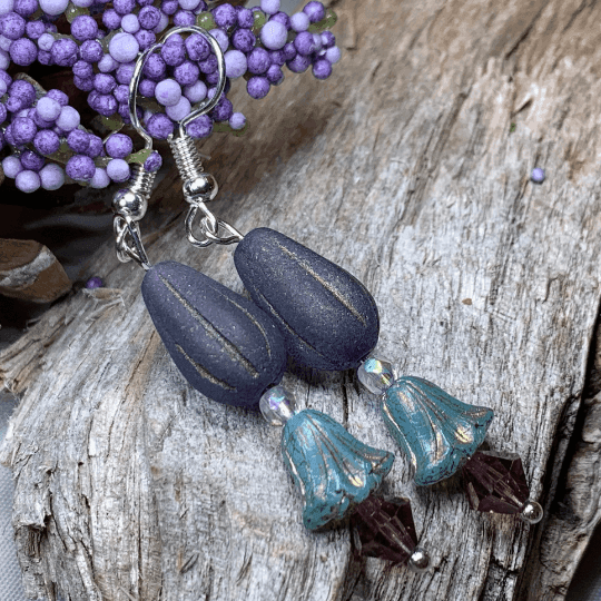 Celtic Bluebells Earrings - Dusky Purple