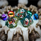 Reptile Green Demon Eye Dragon Eye Dice 7-Dice Set Resin Dungeons and Dragons Dice - 