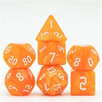 Orange Macaron 7-Dice Blend Set w/White Numbers - 