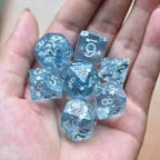 Blue Glitter Stars Dice Series 7-Dice Set - 