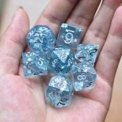 Blue Glitter Stars Dice Series 7-Dice Set - 