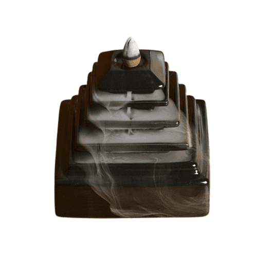 Pyramid Temple Backflow Incense Burner - Black