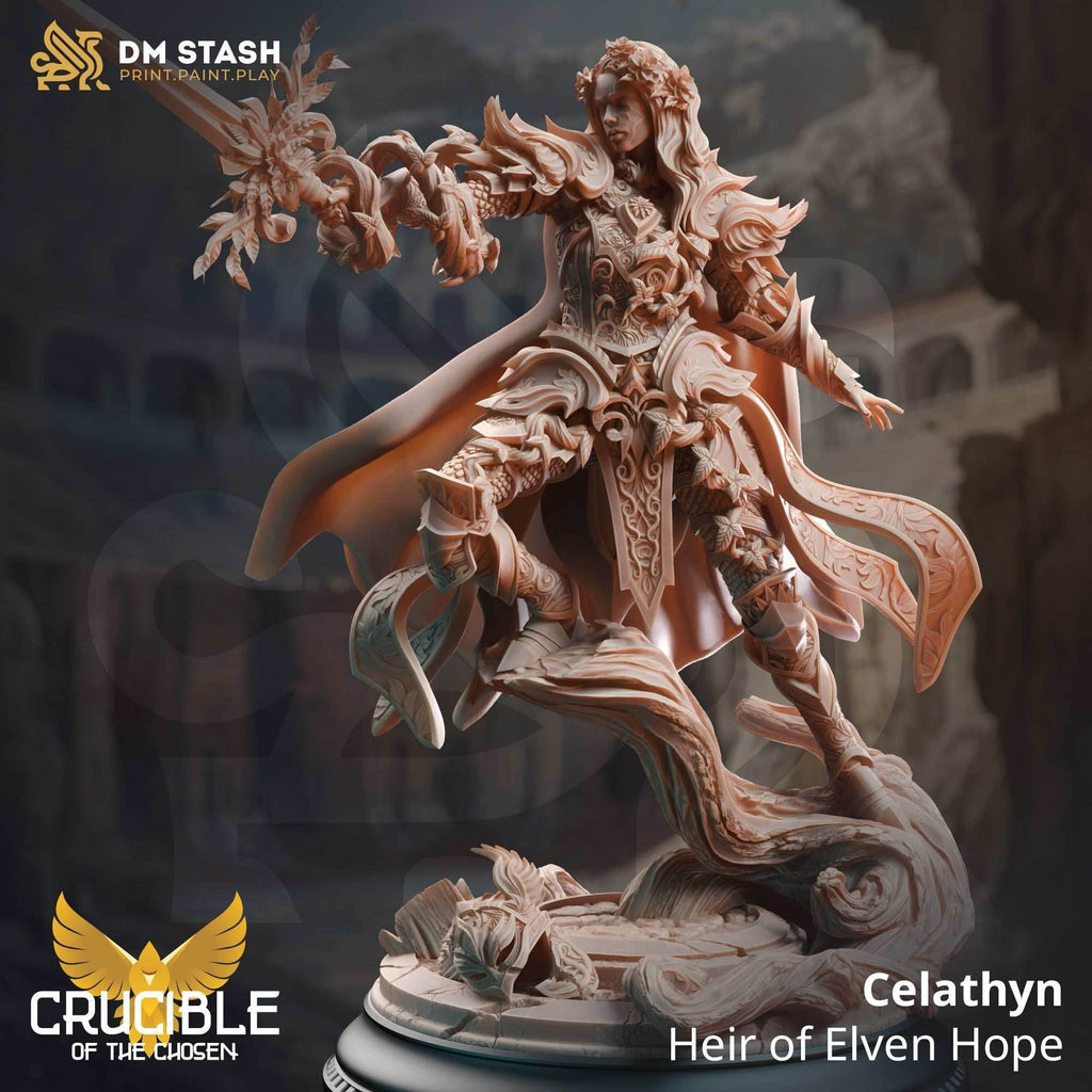 Celathyn, Heir of Elven Hope (Female Elf Paladin) - 32mm Scale