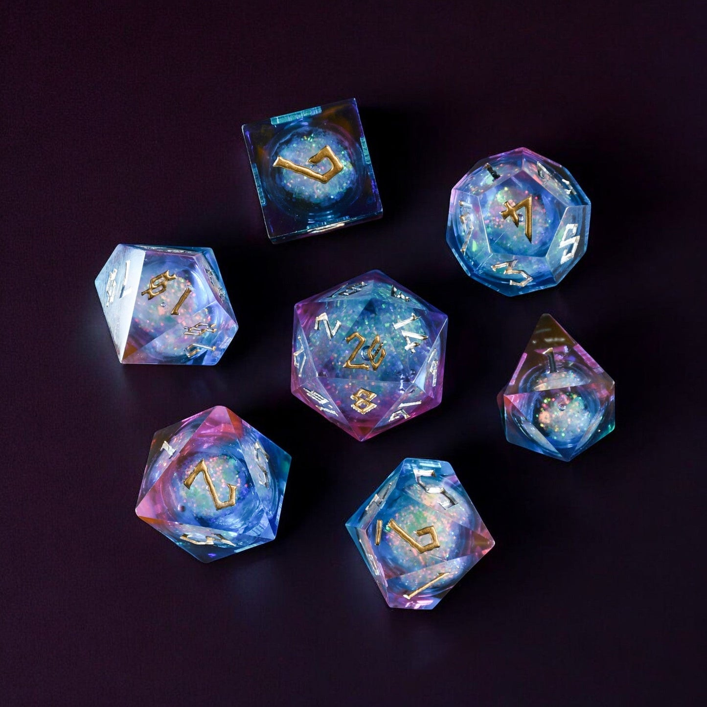 Celestial Galaxy Liquid Core Dice Set