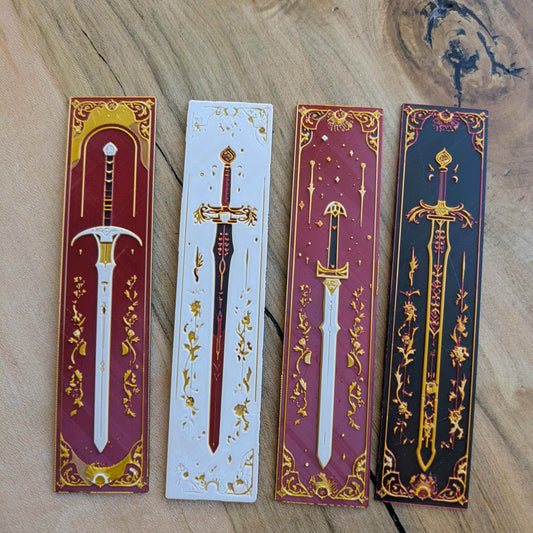 Set of 4 Celestial Gothic Sword Bookmarks – Handcrafted Fantasy Magic - Buy 4 and Save!