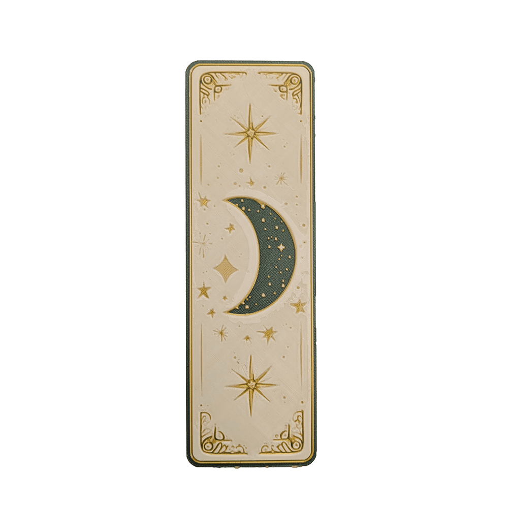 Celestial 3D Printed Moon & Sun Boho Bookmarks | Starry Night & Radiant Sun Designs | Handmade Bookmark Art - Moon 2