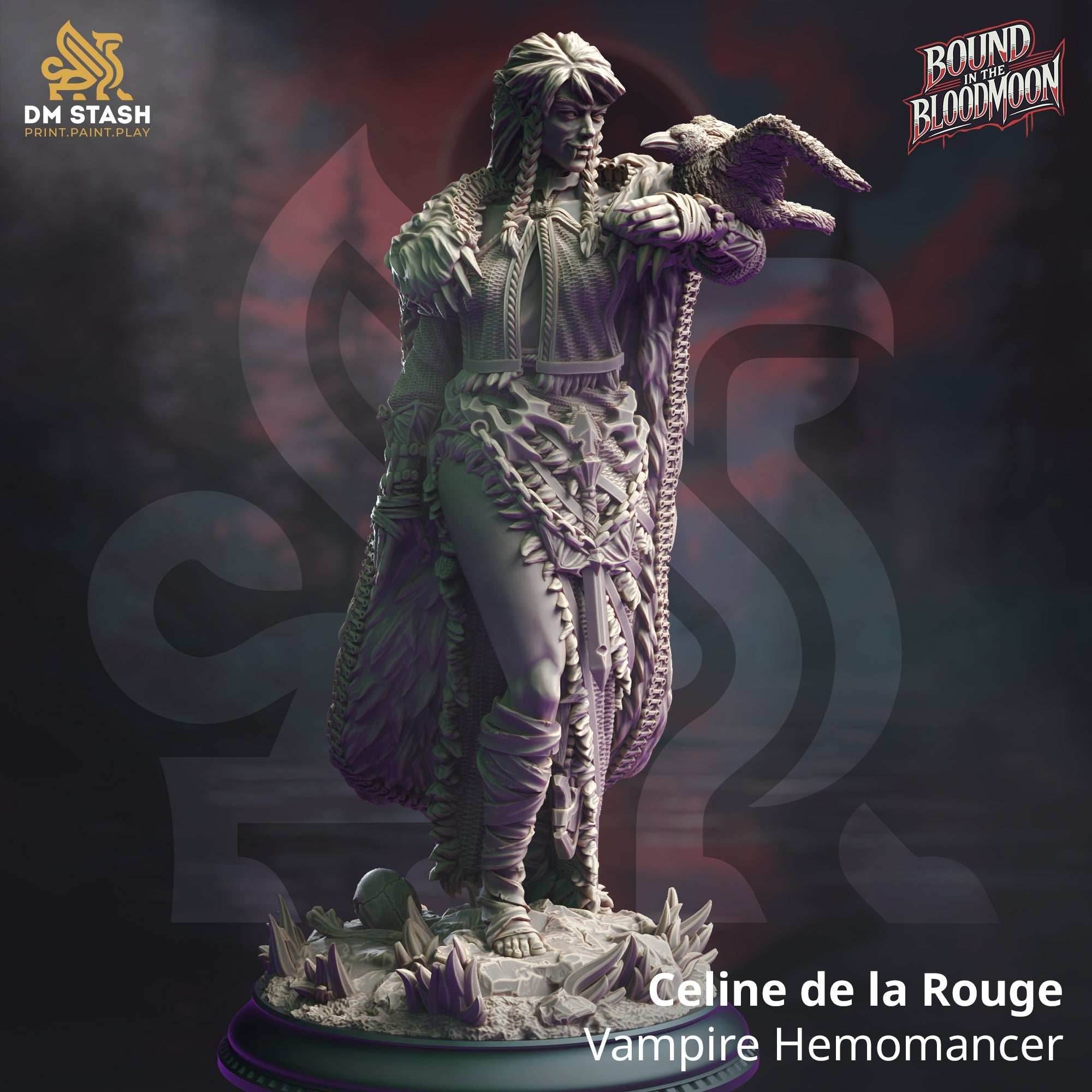 Celine de la Rouge (Female Vampire Druid) - 32mm Scale