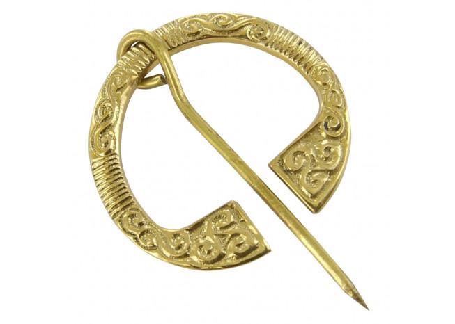 Celtic Brass Handcrafted Triskeles Brooch-2