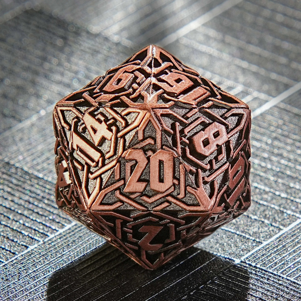 Celtic Knot - ancient red copper metal solid dice set
