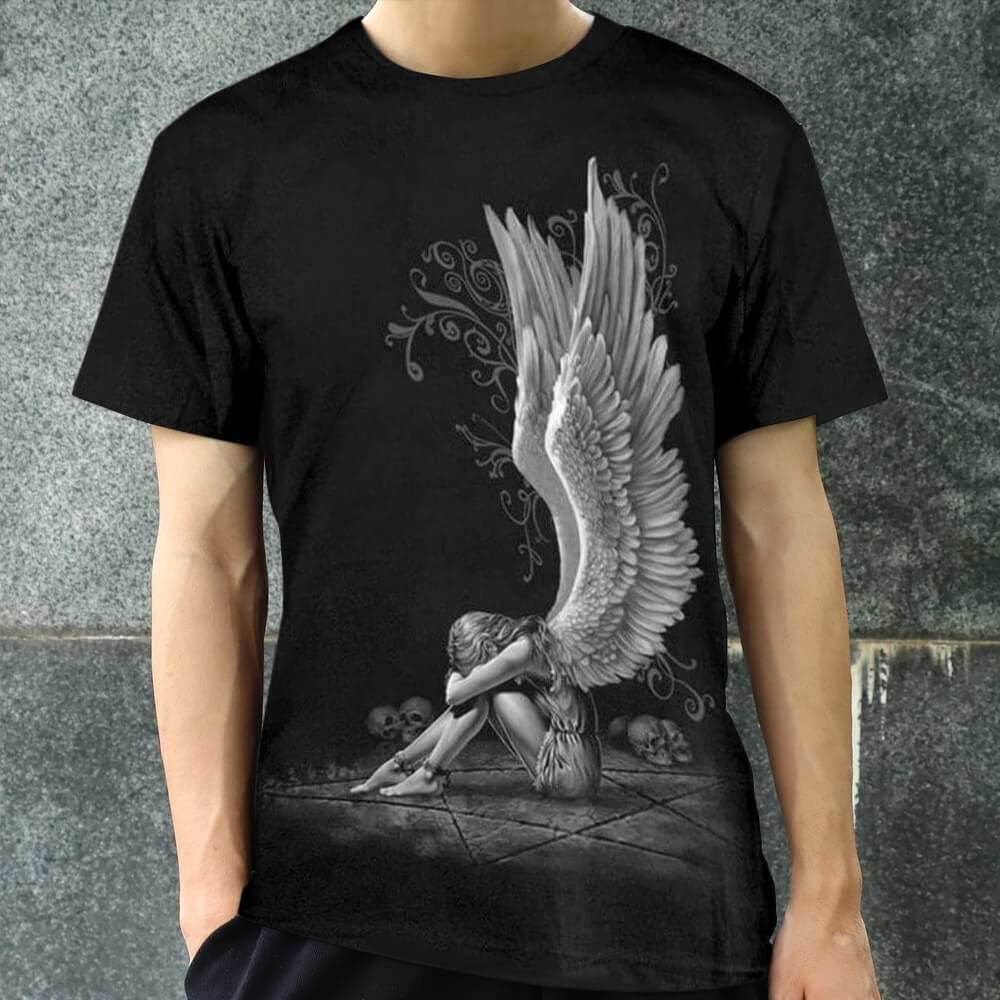 Angel Goddess Polyester Skull T-shirt - Polyester / S-Bust 98 cm