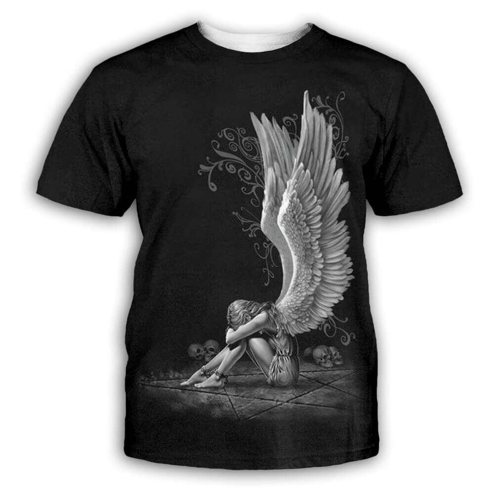Angel Goddess Polyester Skull T-shirt - Polyester / S-Bust 98 cm