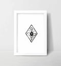 Medieval Botanical Celtic Flower Wall Art - Black on White / 4x6