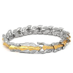 Vikings Jörmungandr Stainless Steel Bracelet - Silver & Gold Plated / 19 cm | 7 inches