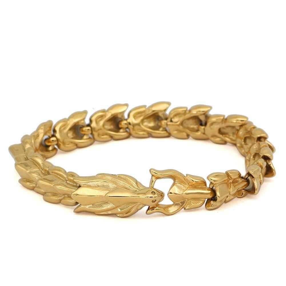 Vikings Jörmungandr Stainless Steel Bracelet - Gold Plated / 19 cm | 7 inches