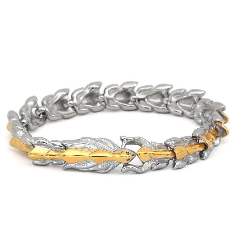 Vikings Jörmungandr Stainless Steel Bracelet - Gold Plated / 19 cm | 7 inches