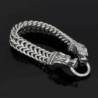 Vikings Wolf Head Stainless Steel Charm Bracelet - 19 CM