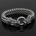 Vikings Wolf Head Stainless Steel Charm Bracelet - 19 CM