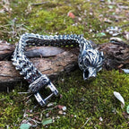 Vikings Wolf Head Stainless Steel Punk Link Bracelet - 19 cm