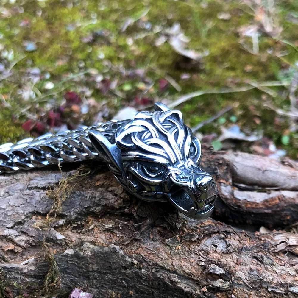 Vikings Wolf Head Stainless Steel Punk Link Bracelet - 19 cm