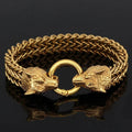 Vikings Wolf Heads Stainless Steel Bracelet - 19cm-gold