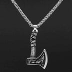 Vikings Axe Wolf Stainless Steel Necklace - Necklace with Pendant