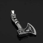 Vikings Axe Wolf Stainless Steel Necklace - Pendant Only