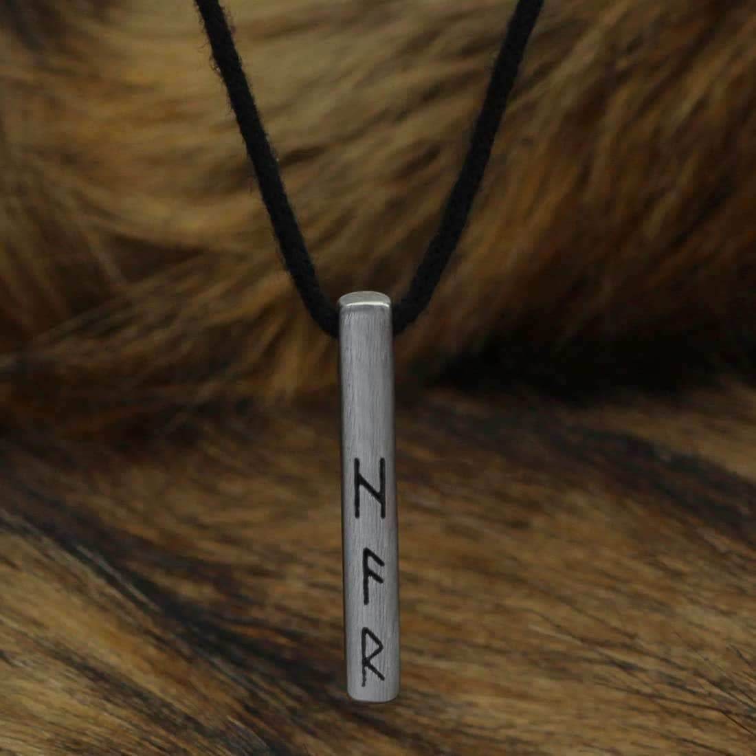 Viking Runes Birthday Stainless Steel Silver Necklaces - Apr 14 - May 14