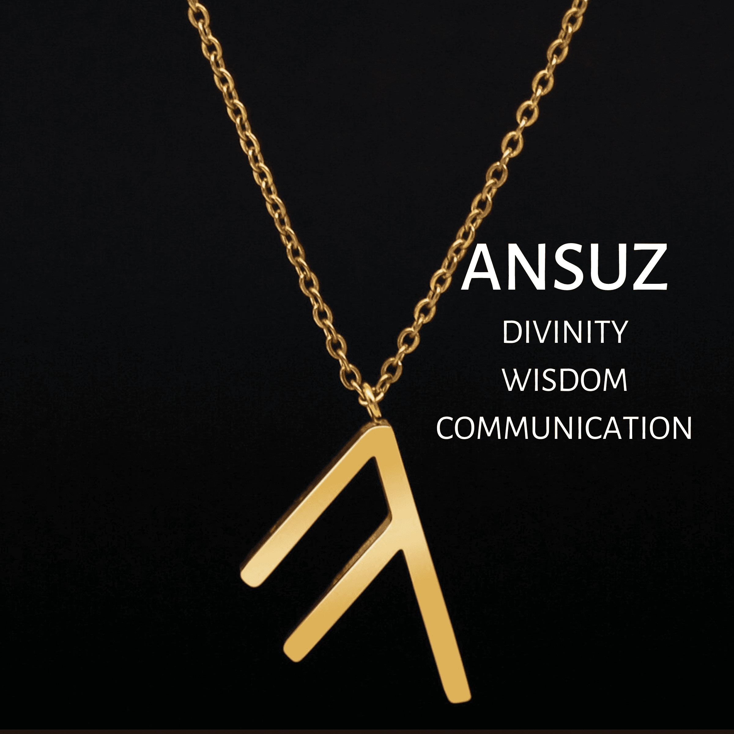 Viking Runes Tunic Stainless Steel Gold Necklaces - ANSUZ