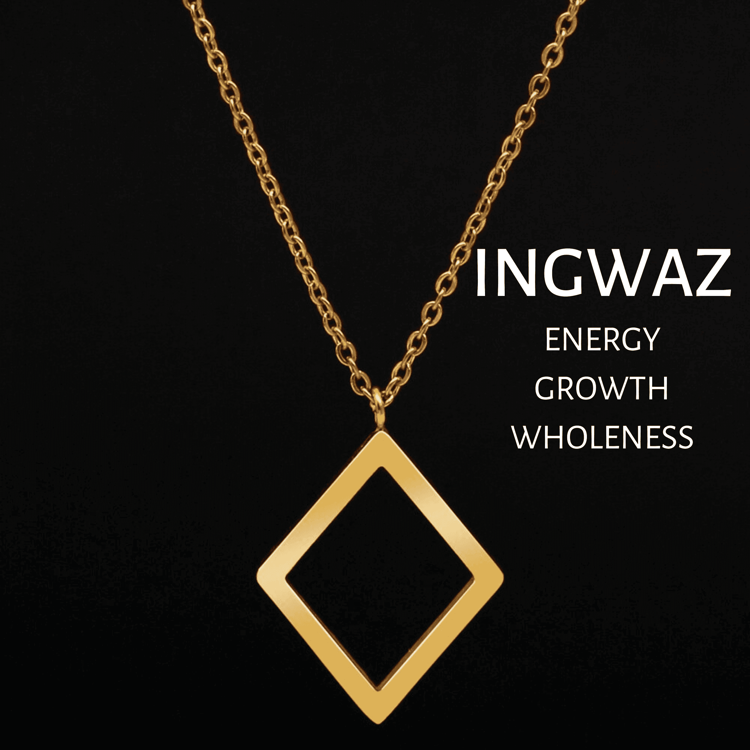 Viking Runes Tunic Stainless Steel Gold Necklaces - INGWAZ
