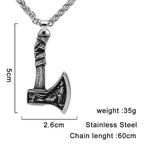 Vikings Axe Wolf Stainless Steel Necklace - Necklace with Pendant