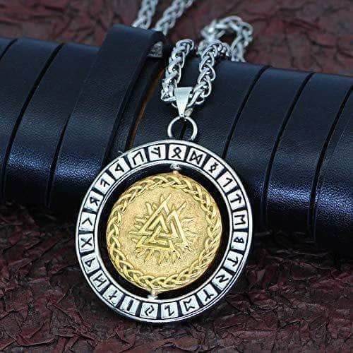 Vikings Odin Runes Stainless Steel 3D Necklace - 