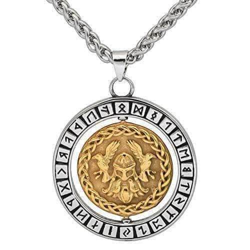 Vikings Odin Runes Stainless Steel 3D Necklace - 