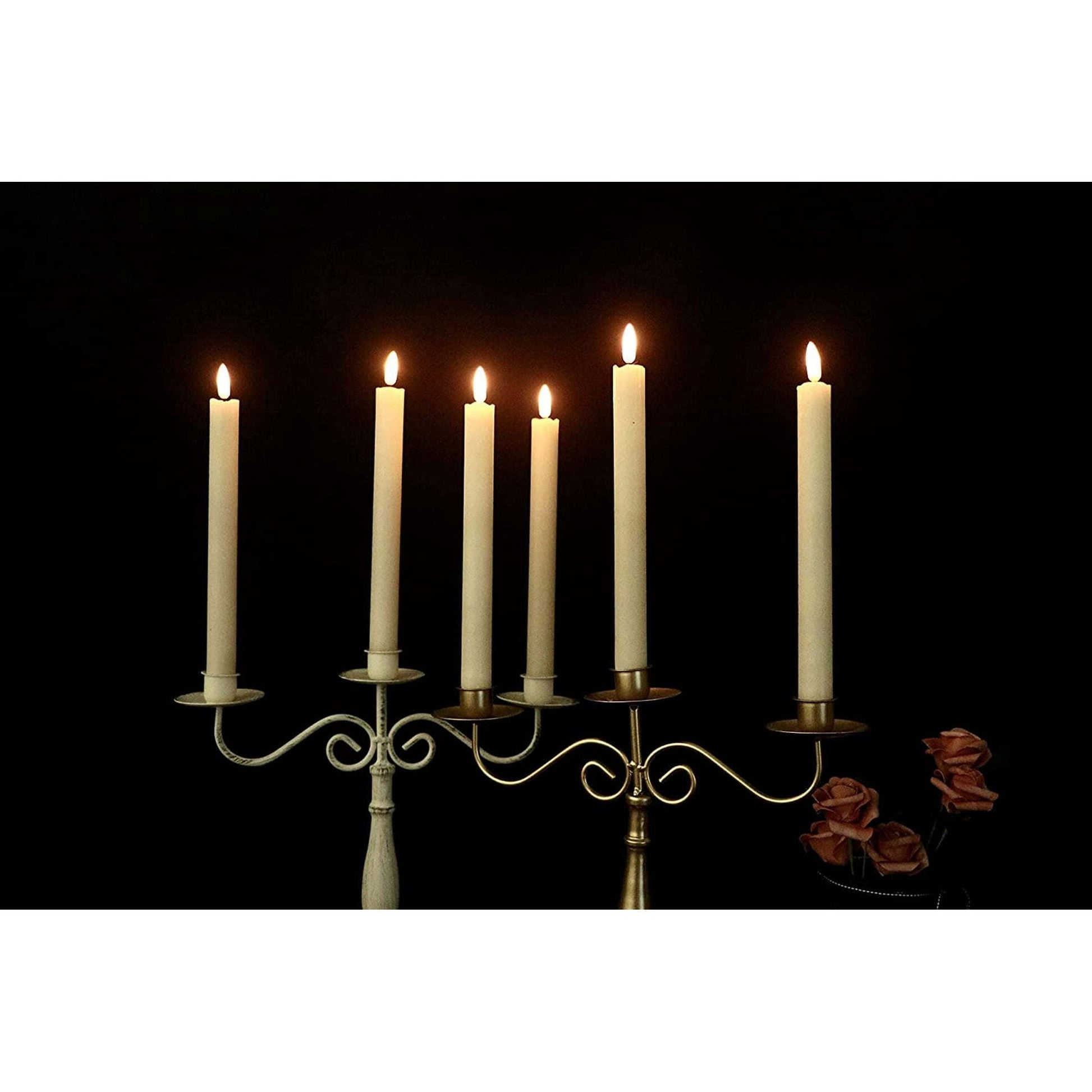 Chamvis Flickering Ivory Flameless LED Battery Operated Taper Plastic Candles 3D Wick Lights 6PK with Remote Control with Timer for Home Decor Halloween Christmas Wedding