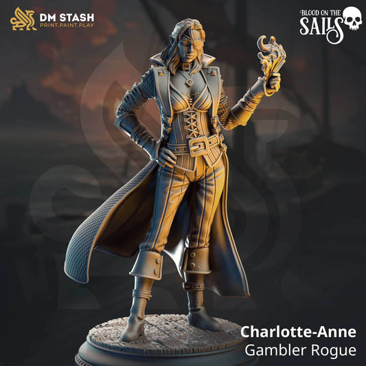Charlotte-Anne, Gambler Rogue (Female Half-Elf Pirate Rogue) - 32mm Scale